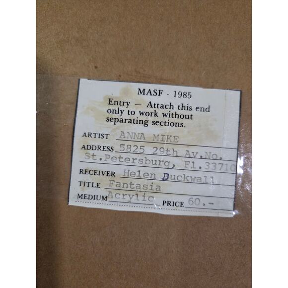 Set 2 Vtg Framed Mini Acrylic Paintings Anna Mike Wall Gallery Orange - Picture 6 of 15